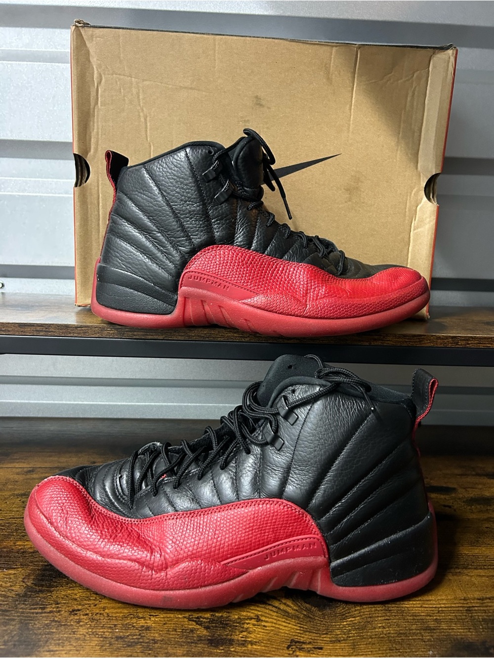 Air Jordan 12 Retro Men's Size 12 Black Varsity Red Flu Game CT8013-002